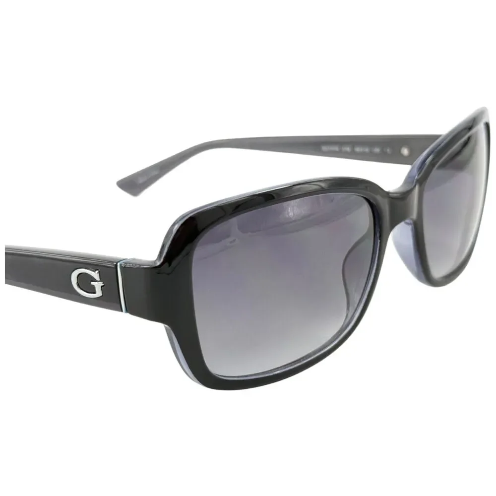 Guess GU7474 Womens Plastic Sunglass 01B Shiny Black 56-18 Gray Gradient w Case